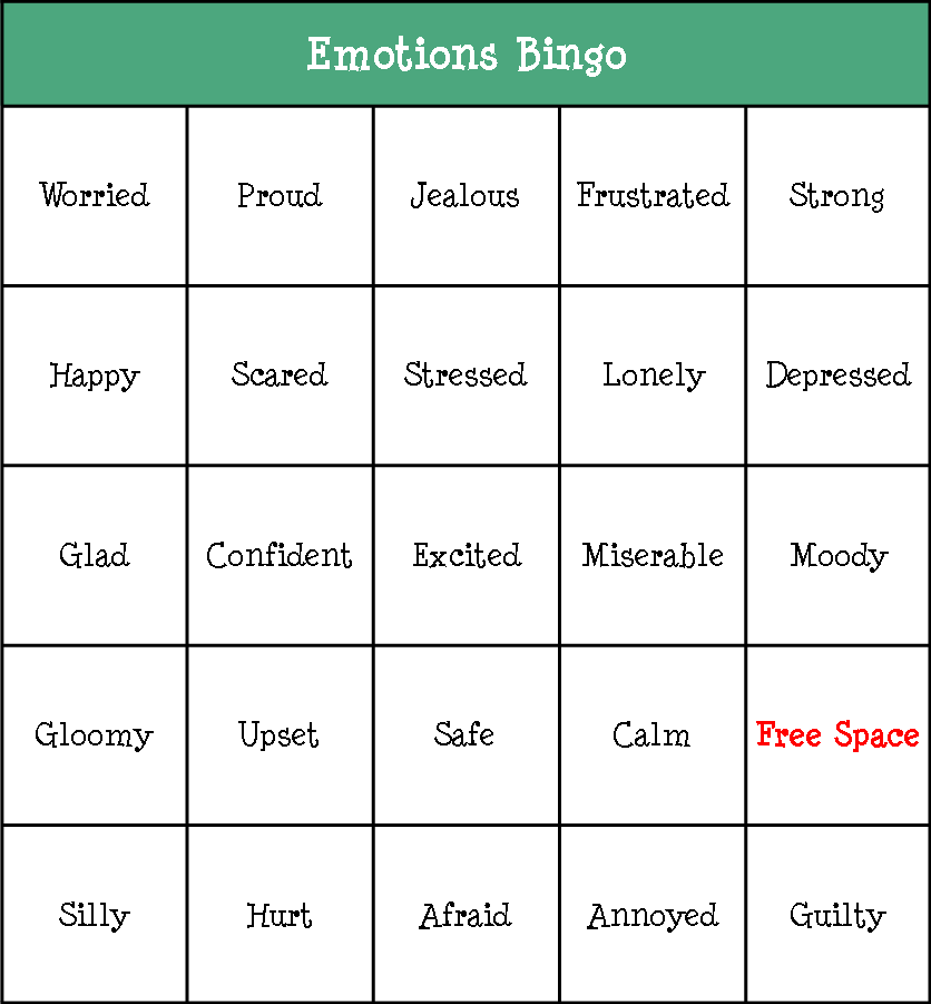 Emotions bingo