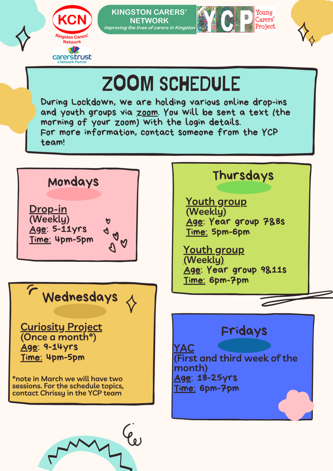 Zoom schedule